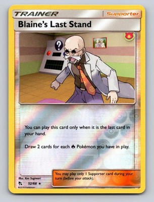 Blaine's Last Stand 52/68 Rare Hidden Fates Pokemon Reverse Holo NM