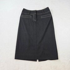 Cache Contour Collection Gray Contrast Stitch Pencil Skirt Womens 4 Career Work
