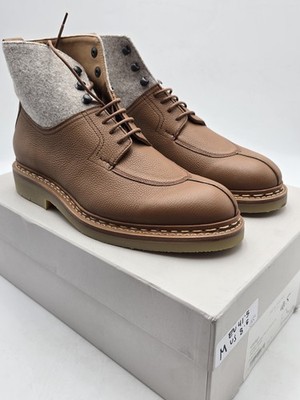 Heschung Ginkgo Boots Mens Size 8.5 Brown Leather Felt Lined Chukka Ankle