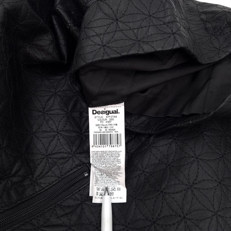 Desigual Vintage A-Linien Minirock Schwarz Floral Rz5 Größe 44 - Bild 4 von 4