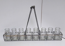 Farmhouse Mini  Bottles Carrier with 8 glass milk or cream bottles