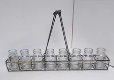 Farmhouse Mini  Bottles Carrier with 8 glass milk or cream bottles