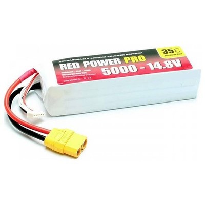 Red Power 19125 14.8V 5000mAh 35C LiPo Rechargeable Battery Softcase XT90