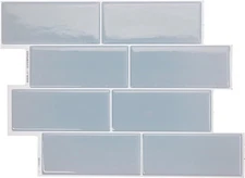 SMART TILES Peel and Stick Backsplash - 5 Sheets of Pack 5, Blue-Grey 