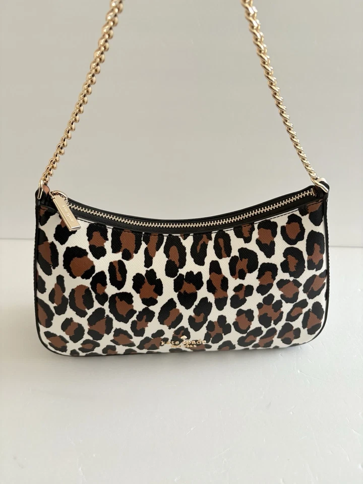 Bolso de Mano Kate Spade Madison Estampado de Leopardo - Bolso de Hombro con Correa de Cadena Dorada Nuevo sin Etiquetas Foto 3 de 4