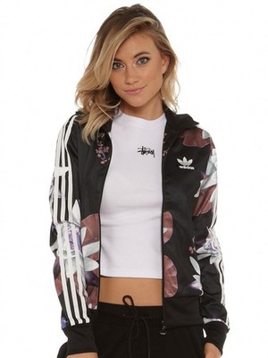 Adidas Firebird Damen Jacke Originals Black Lotus Track Top Blumen Floral NEU 34