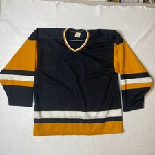 Vintage Maska Ultrafil Hockey Jersey Number 4 Black Gold White Mens Large