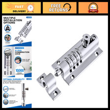4-Dial Combination Sliding Bolt Latch, Chrome Finish, Secure Locking Mechanism