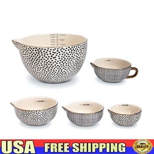 5-Piece Ceramic Mixing Measuring Bowl Set Kitchen Tool Non-Stick Stylish Design