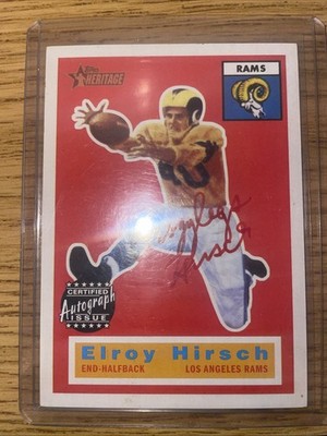 (#36/56) Rare Red Ink Signed ''Crazylegs'' Hirsch Auto Elroy Hirsch 2001 Heritage