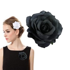 Black Rose Flower Hair Clip Brooch Pin Up Mexican Flamenco Dancer Accessory