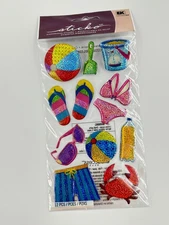 EK Success Sticko Dimensional Stickers Summer Fun 12 Pcs Holographic
