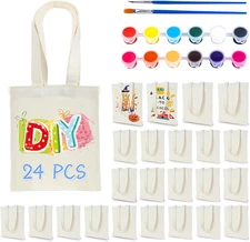 Small Canvas Tote Bags Bulk 24 Pack, Sublimation Tote Bags Blank with Acrylic Pa