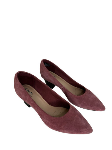 Clarks Women’s Suede Teresa Step Pumps Sz EU 39 US 8 Dark Rose Comfort