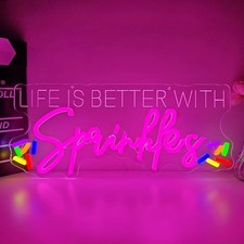 Life is Better With Sprinkles Neon Sign Inspirational Neon Light for Wall