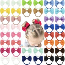C LLOT Toddler Hair Accessories - 40pcs 2.75" Elastics Rubber Ribbon Bands,