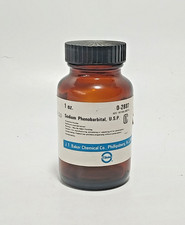 Vintage J.T. Boticario farmacia fenobarbital sodio botella vacía ámbar Baker