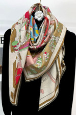 51"x51"Junction Print 70 Cashmere 30 Silk Thin Scarf Shawl 130x130cm5-116