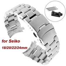 Metal Watch Band Curved End Solid Stainless Steel Replacement Strap 20mm 22mm UK
