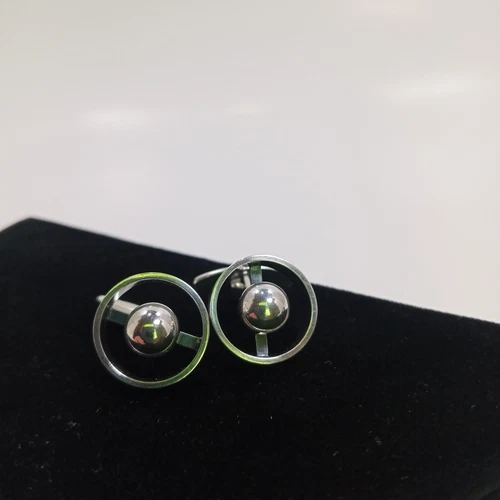 Vintage Niels Erik From N.E. Modern Sterling Silver 925 Ball and Ring Cufflinks