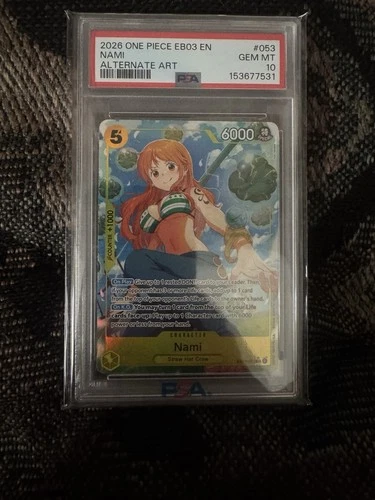 2026 One Piece EN TCG EB03-053 Extra Booster Nami Alt Art PSA 10 GEM MINT