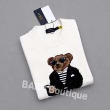 POLO RALPH LAUREN Suit Bear Cotton Women Sweater White Women  s Size M - NWT