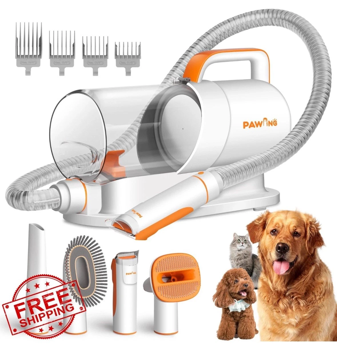 PAWING Pet Grooming Vacuum Kit, Low Noise, 2L Dust Cup