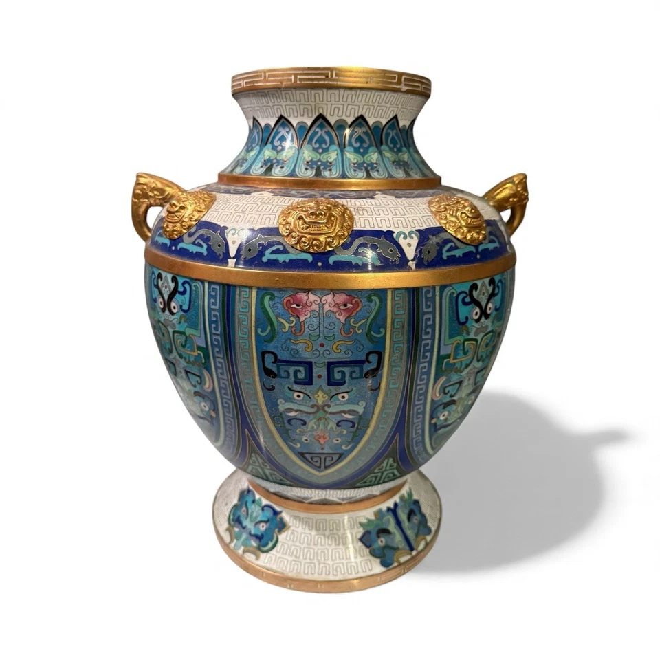 Large Antique Chinese Cloisonné Vase - Enamel Brass - Image 2 of 4