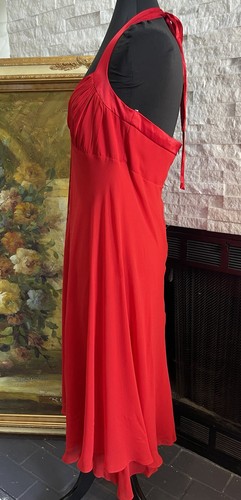 Vintage Donna Ricco 100% Silk Halter Red Flowy Dress Size 14 - Picture 8 of 14