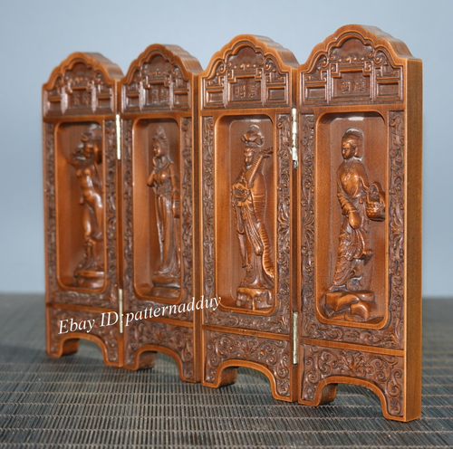 Collezione Intaglio Legno Antico Palissandro, Quattro Belle Donne Quattro Scatole Aperte - Foto 4 di 9
