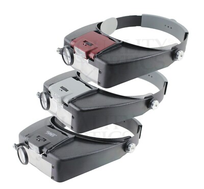 Quality Optics  USA Illuminated Adjustable Head Magnifier (1.5x to 8.5x) Visor