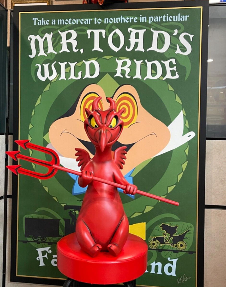 Disneyland World Mr Toad's Wild Ride Devil Prop Signed By Legend