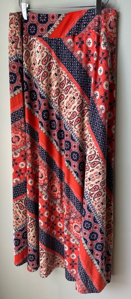 Studio JPR Elastic Waist Long Red & Multi Color/Pattern Small Skirt E ...