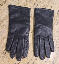 Vintage Womens Size M Black Soft Leather Knit Lined 9" Gloves