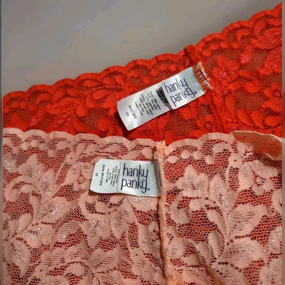 Hanky Panky Mujer RETRO ENCAJE V-kini MELOCOTÓN Y ROSA INTENSO BRAGAS ELÁSTICAS NUEVAS SIN ETIQUETAS 2X Foto 3 de 4