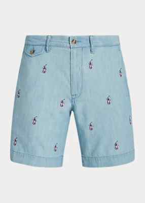 $125 Polo Ralph Lauren Men's, 8-Inch Classic Fit Chambray Shorts