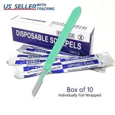Disposable Scalpel Blades #16 Carbon Steel Sterile Surgical w/ Graduated Handle