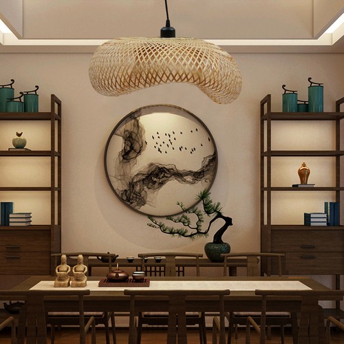 Bamboo Wicker Rattan Shade Pendant Light Fixture Art Asian Hanging Ceiling Lamp - Picture 11 of 12