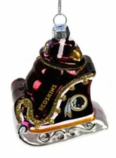 Washington Redskins NFL Football Santa Sleigh Sled RARE Blown Glass Ornament NEW