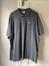 Men  s Lacoste Gray Collared Short Sleeve Polo Shirt 2-Button Logo Embroidery 9