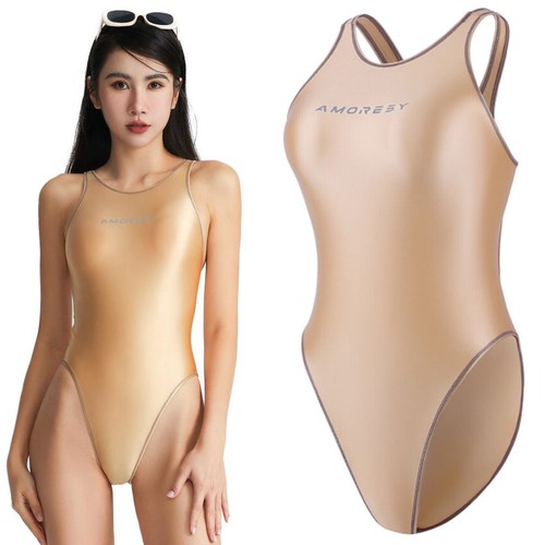 Sexy Traje de baño brillante para mujer AMORESY Spandex de una pieza Traje de baño Leotardos Traje de baño - Imagen 28 de 57