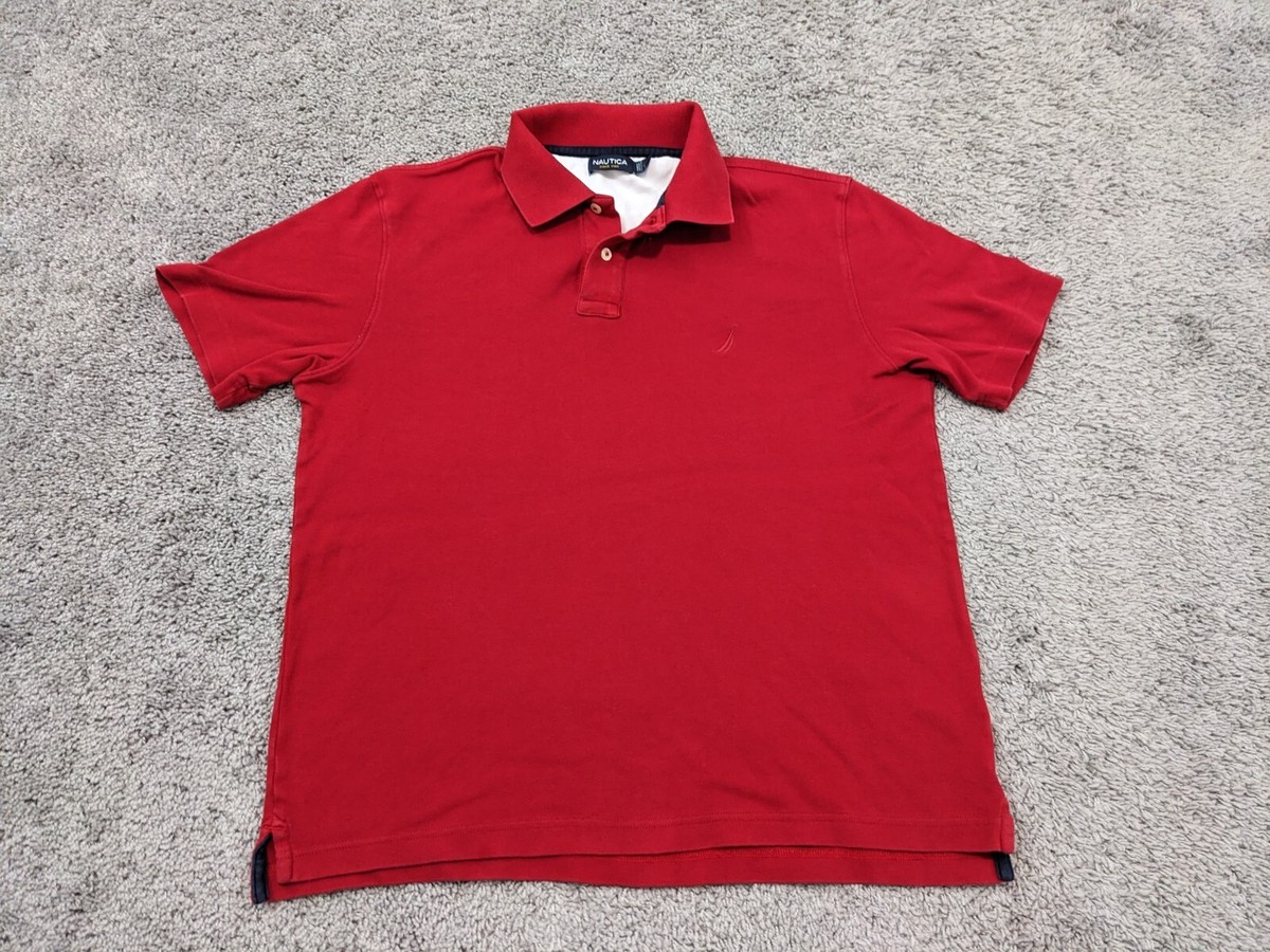 Nautica Polo Shirt Mens Medium Red Short Sleeve Preppy