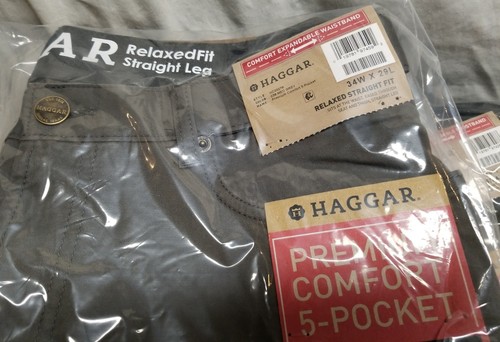 New - Haggar -HC00278 Medium Grey - Men's Stretch Comfort Relaxed Fit 5 Pocket - Picture 4 of 7