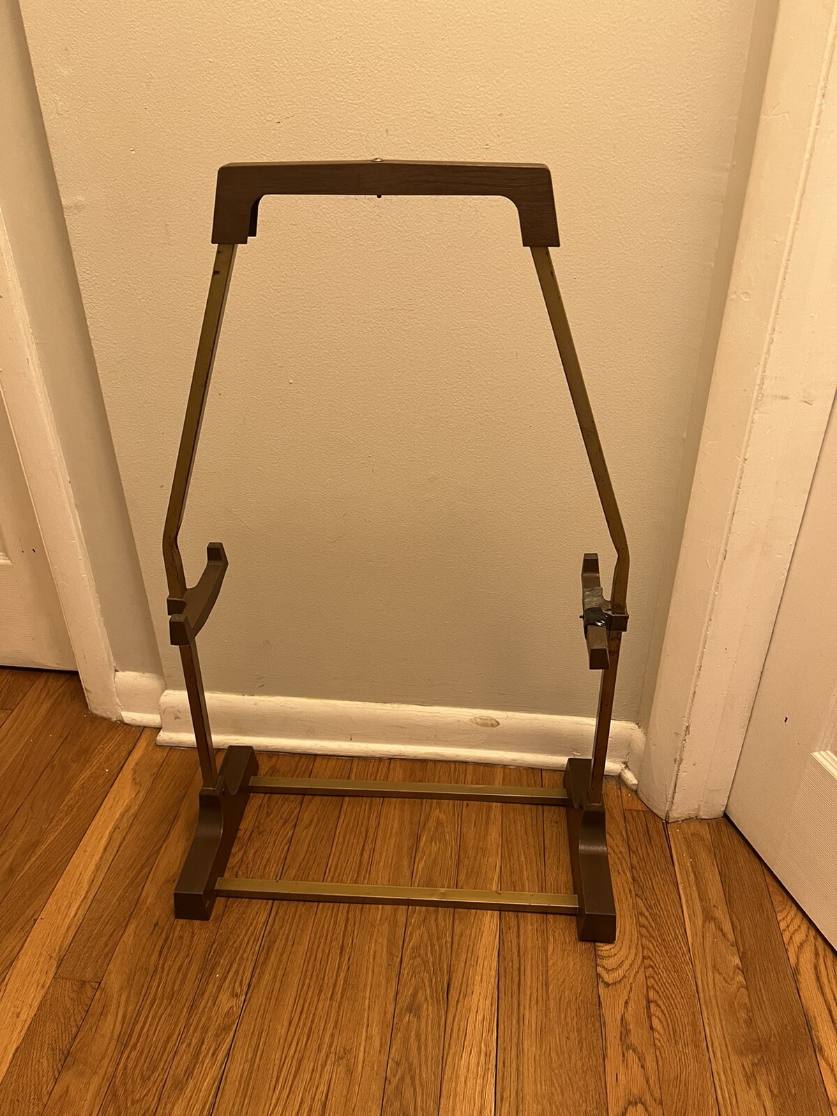 Vtg mid century Modern Set of 3 Metal TV Trays stand cart Green Gold