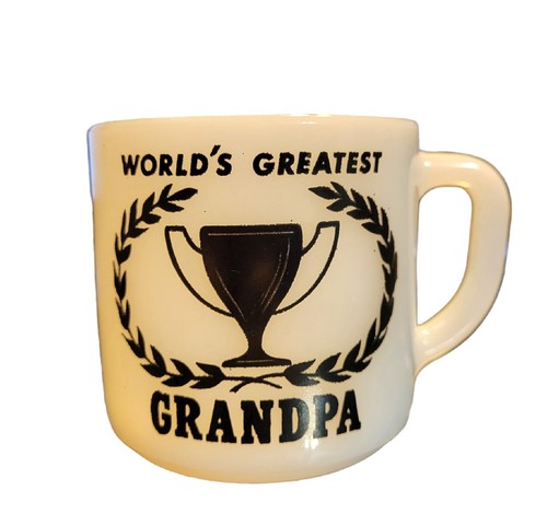 Fire King Worlds Greatest Grandpa Coffee Mug USA Baby Announcement - Picture 2 of 3