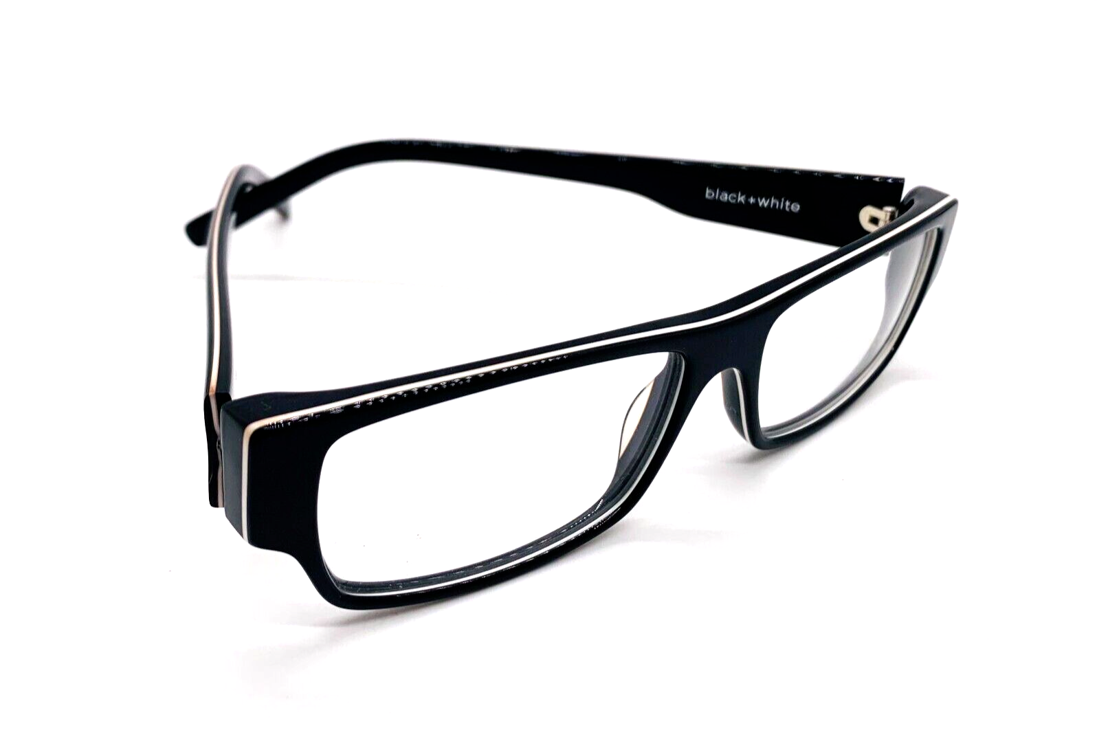 HTF RAEN MEGAN BLACK + WHITE GLASSES WHITE TRIM FRAME eBay