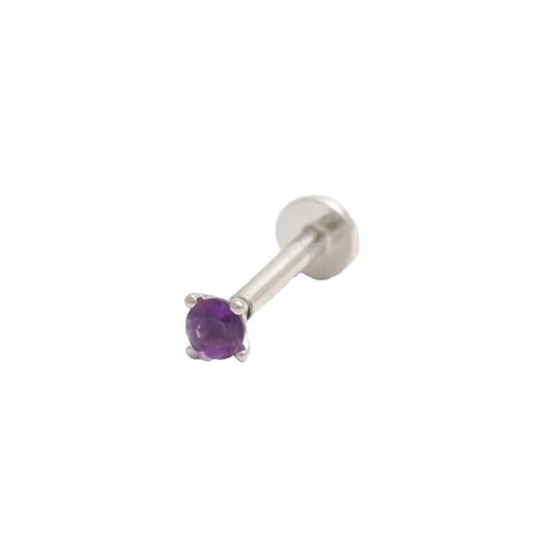 Bague En Or 18 Carats - Sertie D'une Améthyste Et De Diamants (0.12 Carat) - Poids 4,10 G - Taille 53 - Occasion Très Bon état