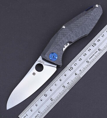 Carbon Fiber Titanium Handle High Quality Pocket Knife D2 Stainless Steel Blade