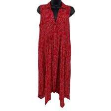 Anthropologie Maeve Red Daisy Midi Shirt Dress Women's 0 Multi Color