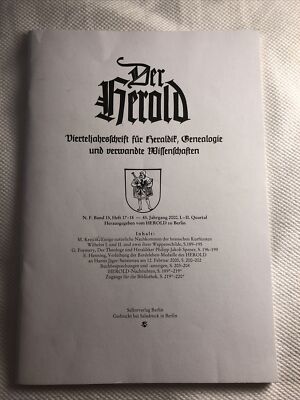 Der Herold. N. F. Band 15, Heft 17-18 - 43. Jahrgang 2000, I.-II. Quartal